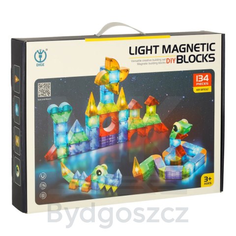Klocki magnetyczne konstrukcyjne świecące elementy figury 3D 134 el. Klocki magnetyczne konstrukcyjne świecące elementy figury 3D 134 el.