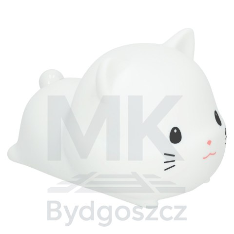 Lampka nocna dla dzieci silikonowa dotykowa miękka USB biała kotek leżący Lampka nocna dla dzieci silikonowa dotykowa miękka USB biała kotek leżący