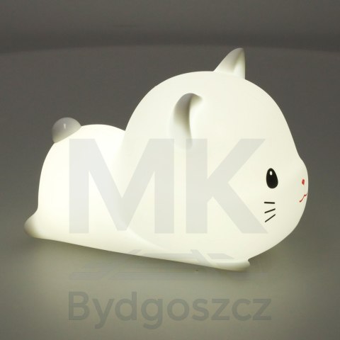 Lampka nocna dla dzieci silikonowa dotykowa miękka USB biała kotek leżący Lampka nocna dla dzieci silikonowa dotykowa miękka USB biała kotek leżący