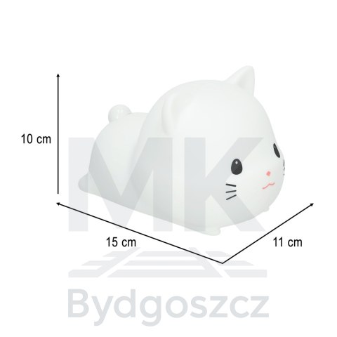 Lampka nocna dla dzieci silikonowa dotykowa miękka USB biała kotek leżący Lampka nocna dla dzieci silikonowa dotykowa miękka USB biała kotek leżący