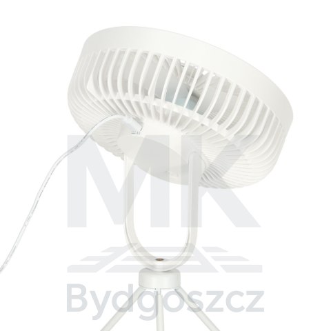 Wentylator biurkowy wiatrak stojący bezprzewodowy USB na pilot z lampką 4 poziomy mocy 18cm biały Wentylator biurkowy wiatrak stojący bezprzewodowy USB na pilot z lampką 4 poziomy mocy 18cm biały