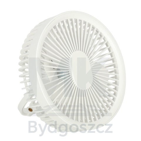 Wentylator biurkowy wiatrak stojący bezprzewodowy USB na pilot z lampką 4 poziomy mocy 18cm biały Wentylator biurkowy wiatrak stojący bezprzewodowy USB na pilot z lampką 4 poziomy mocy 18cm biały