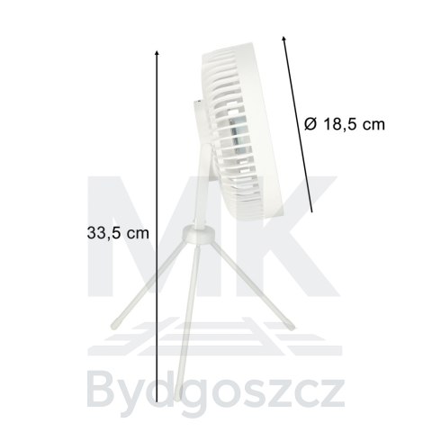 Wentylator biurkowy wiatrak stojący bezprzewodowy USB na pilot z lampką 4 poziomy mocy 18cm biały Wentylator biurkowy wiatrak stojący bezprzewodowy USB na pilot z lampką 4 poziomy mocy 18cm biały
