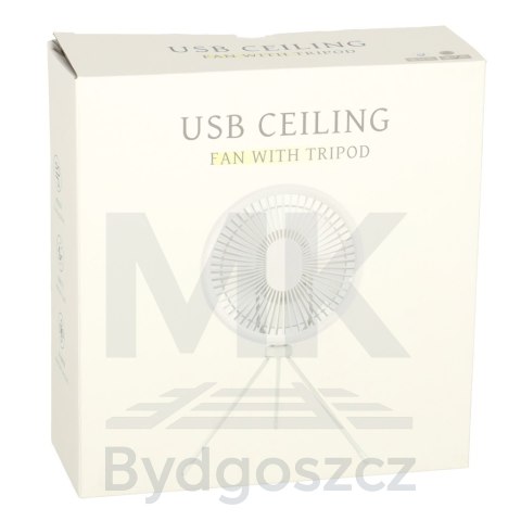 Wentylator biurkowy wiatrak stojący bezprzewodowy USB na pilot z lampką 4 poziomy mocy 18cm biały Wentylator biurkowy wiatrak stojący bezprzewodowy USB na pilot z lampką 4 poziomy mocy 18cm biały