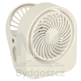 Wentylator biurkowy wiatrak z klipsem bezprzewodowy USB chłodzenie 3 poziomy mocy 11,5cm biały