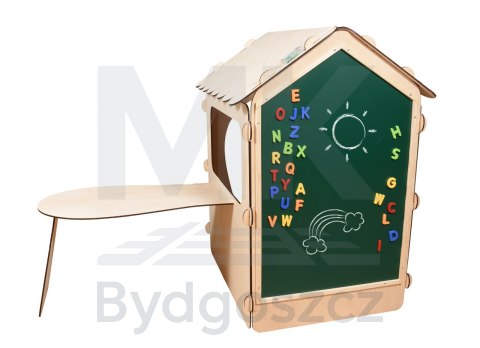Domek ogrodowy drewniany stolik tablica kredowa 86 x 137 x 105 cm Domek ogrodowy drewniany stolik tablica kredowa 86 x 137 x 105 cm