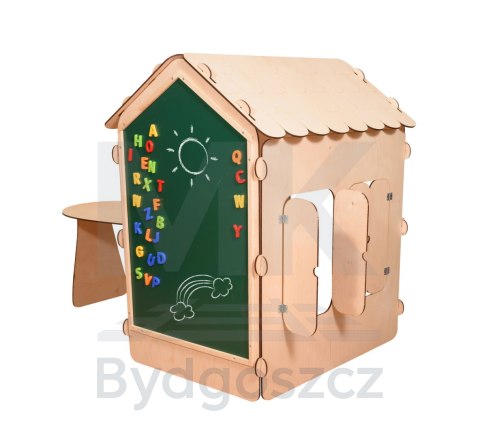 Domek ogrodowy drewniany stolik tablica kredowa 86 x 137 x 105 cm Domek ogrodowy drewniany stolik tablica kredowa 86 x 137 x 105 cm