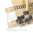 Dźwig drewniany żuraw port morski + statek auta