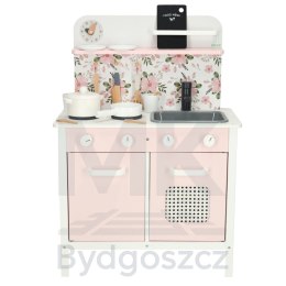 Kuchnia dla dzieci drewniana MDF Lulilo FLoro akcesoria różowa 82cm