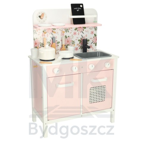 Kuchnia dla dzieci drewniana MDF Lulilo FLoro akcesoria różowa 82cm Kuchnia dla dzieci drewniana MDF Lulilo FLoro akcesoria różowa 82cm
