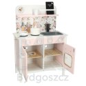 Kuchnia dla dzieci drewniana MDF Lulilo FLoro akcesoria różowa 82cm