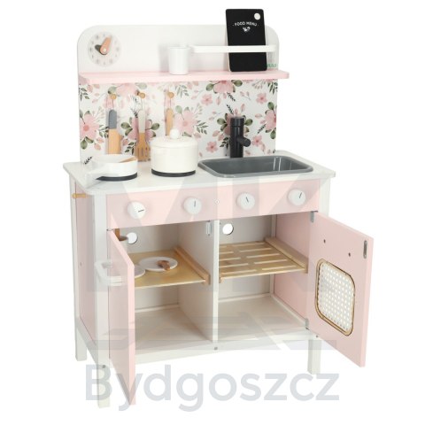 Kuchnia dla dzieci drewniana MDF Lulilo FLoro akcesoria różowa 82cm Kuchnia dla dzieci drewniana MDF Lulilo FLoro akcesoria różowa 82cm