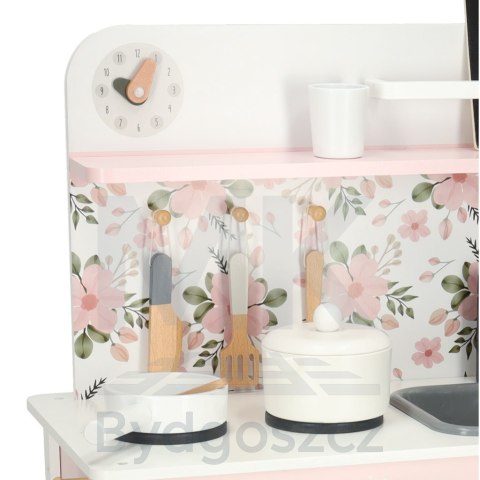 Kuchnia dla dzieci drewniana MDF Lulilo FLoro akcesoria różowa 82cm Kuchnia dla dzieci drewniana MDF Lulilo FLoro akcesoria różowa 82cm