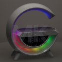 Lampka LED Gamingowa RGB głośnik ładowarka indukcyjna radio budzik zegar