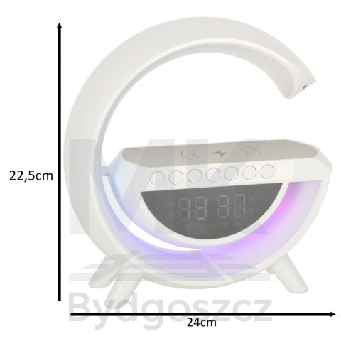 Lampka LED Gamingowa RGB głośnik ładowarka indukcyjna radio budzik zegar Lampka LED Gamingowa RGB głośnik ładowarka indukcyjna radio budzik zegar