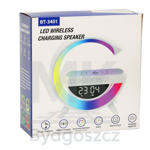 Lampka LED Gamingowa RGB głośnik ładowarka indukcyjna radio budzik zegar Lampka LED Gamingowa RGB głośnik ładowarka indukcyjna radio budzik zegar
