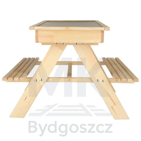 Ławka ogrodowa stolik dla dzieci drewniany piaskownica tablica 92 x 78 x 52 cm Ławka ogrodowa stolik dla dzieci drewniany piaskownica tablica 92 x 78 x 52 cm