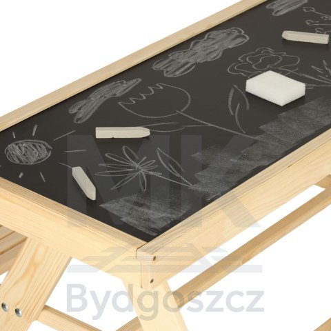 Ławka ogrodowa stolik dla dzieci drewniany piaskownica tablica 92 x 78 x 52 cm Ławka ogrodowa stolik dla dzieci drewniany piaskownica tablica 92 x 78 x 52 cm