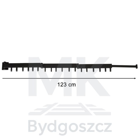 Suszarka na pranie wieszak ścienny naścienny składany teleskopowy czarny 18 haczyków 123cm Suszarka na pranie wieszak ścienny naścienny składany teleskopowy czarny 18 haczyków 123cm