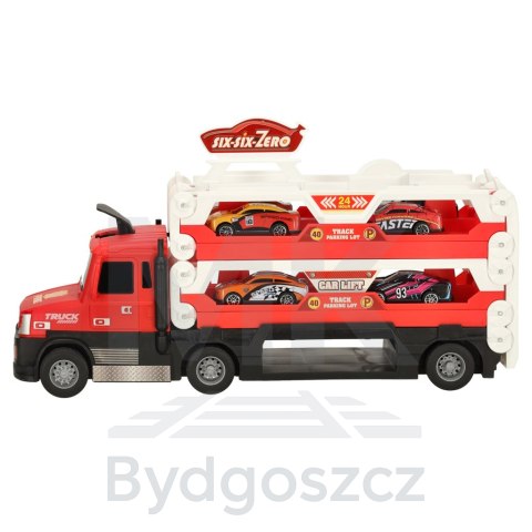TIR Laweta samochód transporter pojazd składany 6 aut czerwony TIR Laweta samochód transporter pojazd składany 6 aut czerwony
