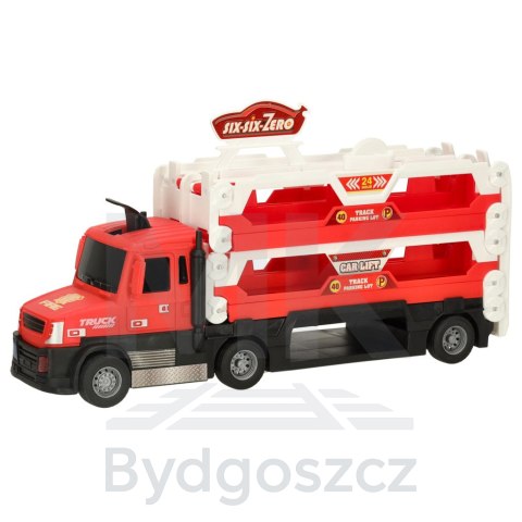 TIR Laweta samochód transporter pojazd składany 6 aut czerwony TIR Laweta samochód transporter pojazd składany 6 aut czerwony