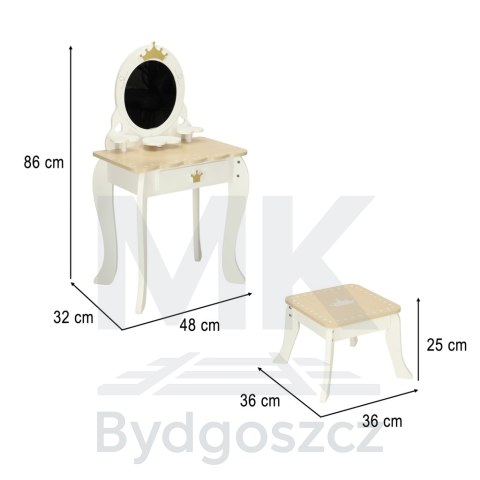 Toaletka drewniana dla dziewczynki LULILO Bella lustro taboret akcesoria Toaletka drewniana dla dziewczynki LULILO Bella lustro taboret akcesoria