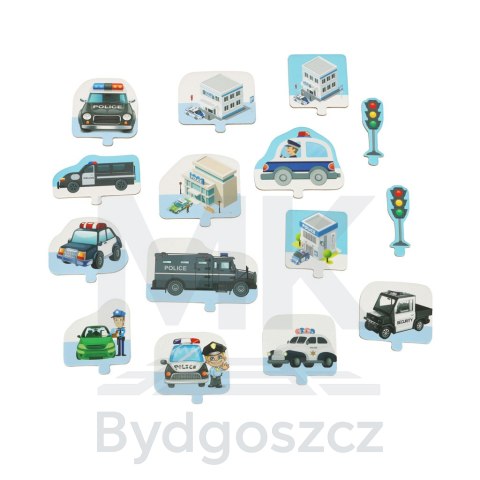 Tor samochodowy puzzle policja auto z napędem znaki drogowe ulica miasto 47 elementów Tor samochodowy puzzle policja auto z napędem znaki drogowe ulica miasto 47 elementów