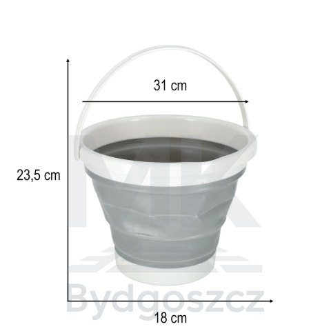 Wiadro silikonowe wiaderko składane uniwersalne z raczką kempingowe na grzyby ryby 10 L szary Wiadro silikonowe wiaderko składane uniwersalne z raczką kempingowe na grzyby ryby 10 L szary