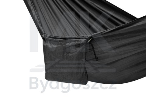 Hamak biwakowy turystyczny podróżny przenośny na biwak 260cm 120kg + pokrowiec czarny Hamak biwakowy turystyczny podróżny przenośny na biwak 260cm 120kg + pokrowiec czarny