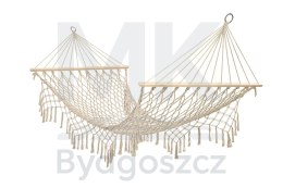 Hamak ogrodowy brazylijski boho siatka frędzle 200cm 150kg Ecru