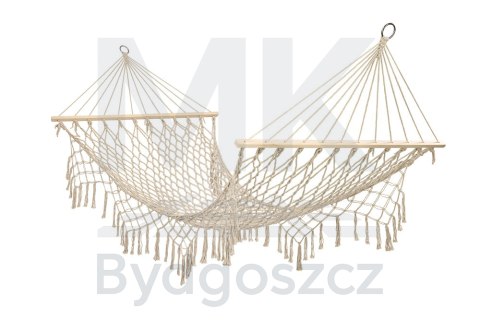Hamak ogrodowy brazylijski boho siatka frędzle 200cm 150kg Ecru