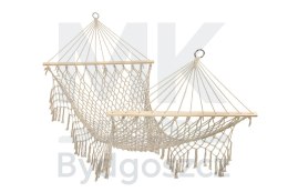 Hamak ogrodowy brazylijski boho siatka frędzle 200cm 150kg Ecru