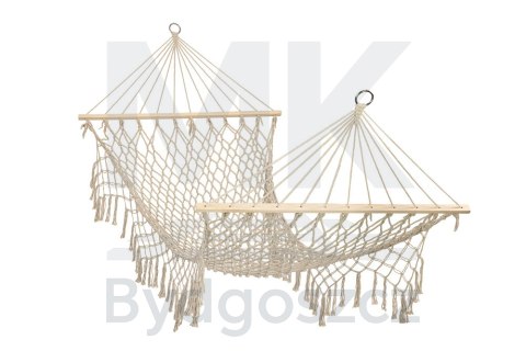 Hamak ogrodowy brazylijski boho siatka frędzle 200cm 150kg Ecru Hamak ogrodowy brazylijski boho siatka frędzle 200cm 150kg Ecru