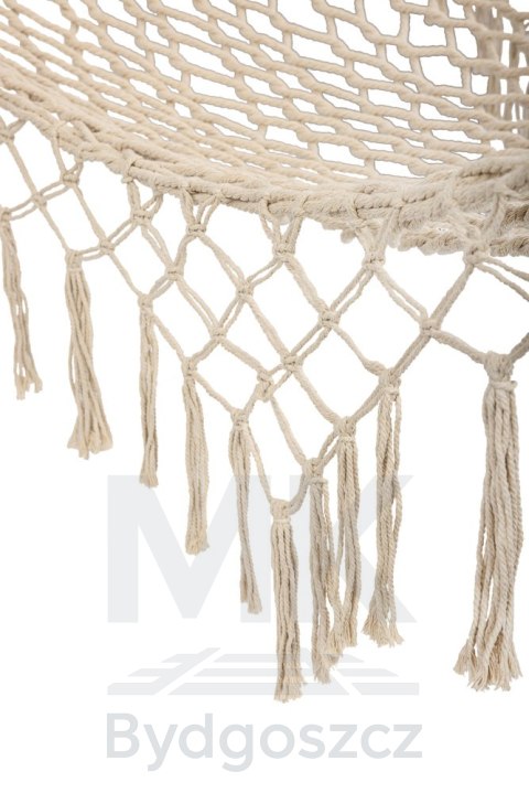 Hamak ogrodowy brazylijski boho siatka frędzle 200cm 150kg Ecru Hamak ogrodowy brazylijski boho siatka frędzle 200cm 150kg Ecru