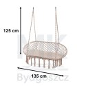 Huśtawka bocianie gniazdo podwójne dwuosobowe z frędzlami beż + poduszka 240kg
