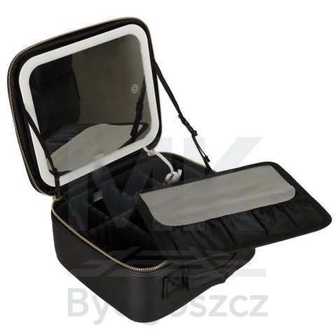Kosmetyczka organizer na kosmetyki biżuterię kuferek z lusterkiem LED czarny Kosmetyczka organizer na kosmetyki biżuterię kuferek z lusterkiem LED czarny