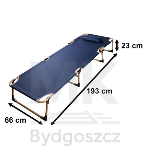 Łóżko polowe składane turystyczne kanadyjka leżanka z regulacją 193 cm granat Łóżko polowe składane turystyczne kanadyjka leżanka z regulacją 193 cm granat