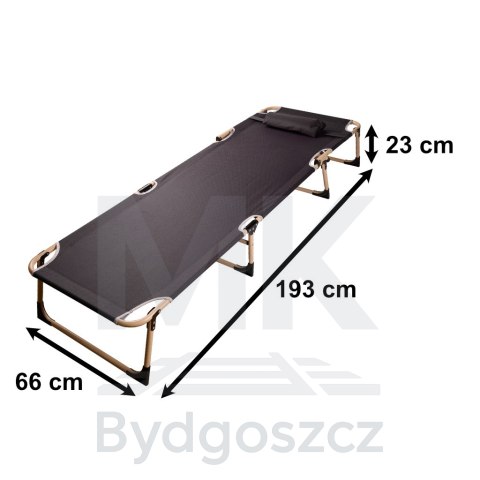 Łóżko polowe składane turystyczne kanadyjka leżanka z regulacją 193 cm szare Łóżko polowe składane turystyczne kanadyjka leżanka z regulacją 193 cm szare