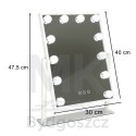 Lusterko do makijażu kosmetyczne podświetlane 12 LED Hollywood z 12 żarówkami USB 30 x 40 cm