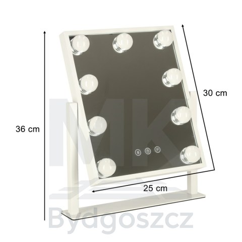 Lusterko do makijażu kosmetyczne podświetlane 9 LED Hollywood z 9 żarówkami USB 25 x 30 cm Lusterko do makijażu kosmetyczne podświetlane 9 LED Hollywood z 9 żarówkami USB 25 x 30 cm