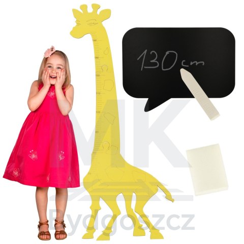 Miarka wzrostu drewniana żyrafa 125 cm żółta