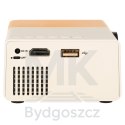Mini projektor rzutnik przenośny LED TFT LCD 1920x1080 24-60" USB HDMI 12V biało-pomarańczowy