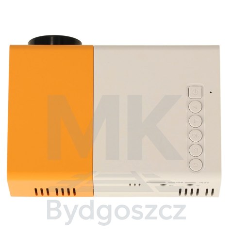 Mini projektor rzutnik przenośny LED TFT LCD 1920x1080 24-60" USB HDMI 12V biało-pomarańczowy Mini projektor rzutnik przenośny LED TFT LCD 1920x1080 24-60" USB HDMI 12V biało-pomarańczowy