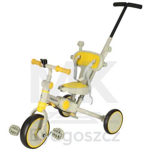 Rowerek trójkołowy TRIKE FIX V4 rower spacerówka rowerek biegowy 6w1 szary żółty Rowerek trójkołowy TRIKE FIX V4 rower spacerówka rowerek biegowy 6w1 szary żółty