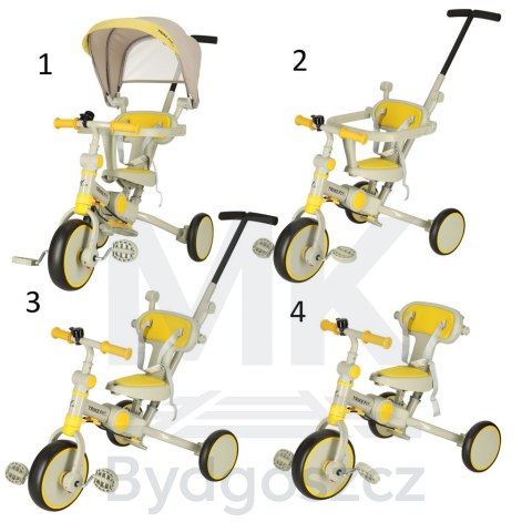 Rowerek trójkołowy TRIKE FIX V4 rower spacerówka rowerek biegowy 6w1 szary żółty Rowerek trójkołowy TRIKE FIX V4 rower spacerówka rowerek biegowy 6w1 szary żółty