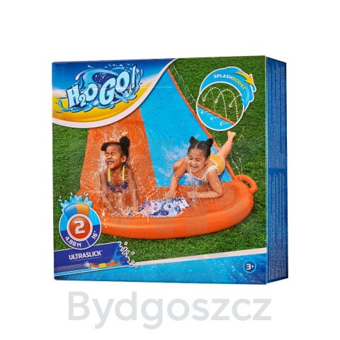 Ślizg wodny ślizgawka wodna z fontanną do pływania zjeżdżalnia podwójny 488 cm BESTWAY 52328 Ślizg wodny ślizgawka wodna z fontanną do pływania zjeżdżalnia podwójny 488 cm BESTWAY 52328