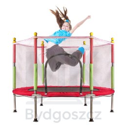 Trampolina do domu ogrodu dla dzieci siatka piłki 140cm 55inch czerwona