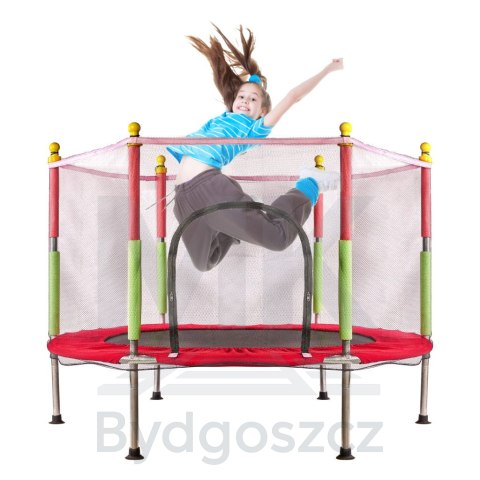 Trampolina do domu ogrodu dla dzieci siatka piłki 140cm 55inch czerwona Trampolina do domu ogrodu dla dzieci siatka piłki 140cm 55inch czerwona