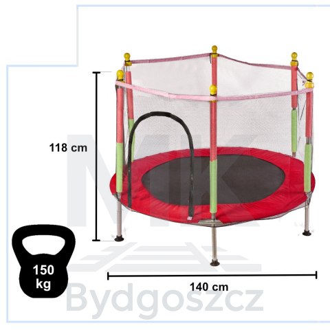 Trampolina do domu ogrodu dla dzieci siatka piłki 140cm 55inch czerwona Trampolina do domu ogrodu dla dzieci siatka piłki 140cm 55inch czerwona